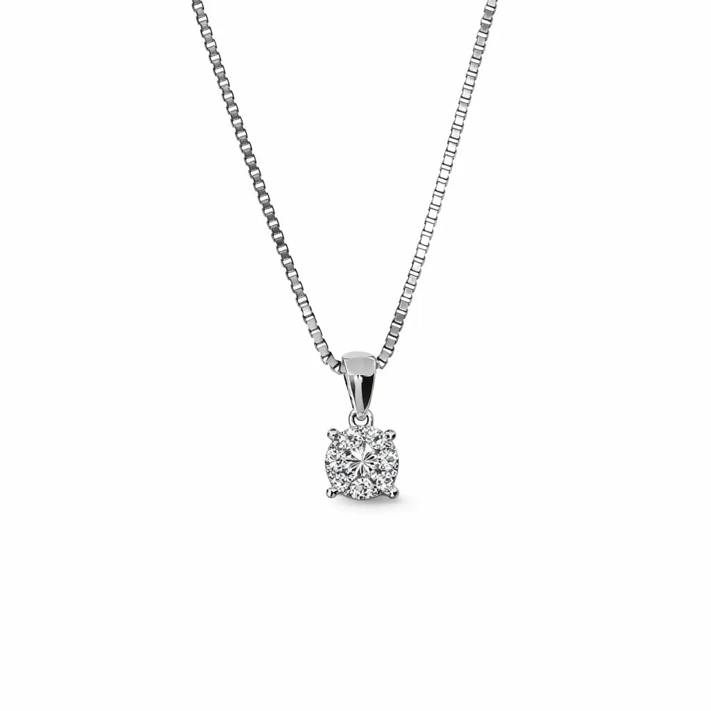 14 Karat Hvidgulds Roset Vedhæng 0,10 ct.