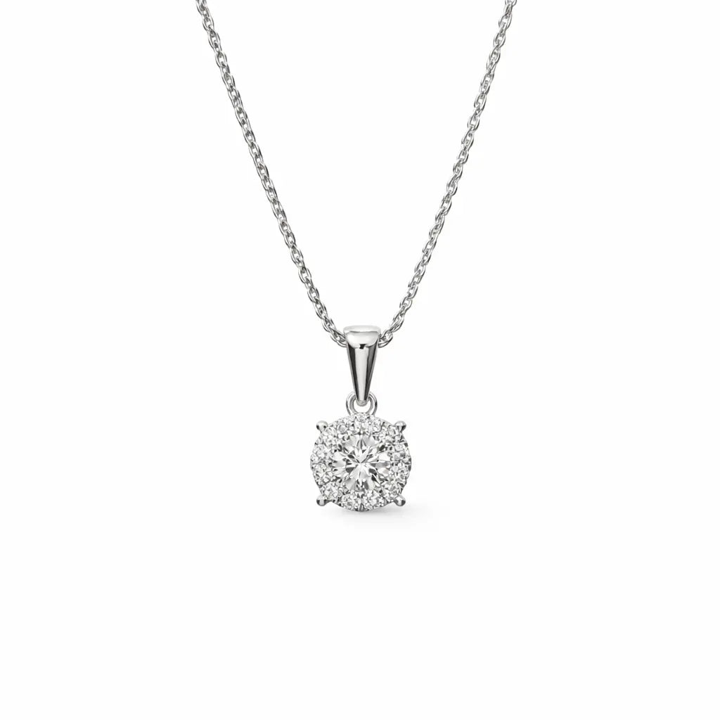 14 Karat Hvidgulds Roset Vedhæng 0,50 ct.