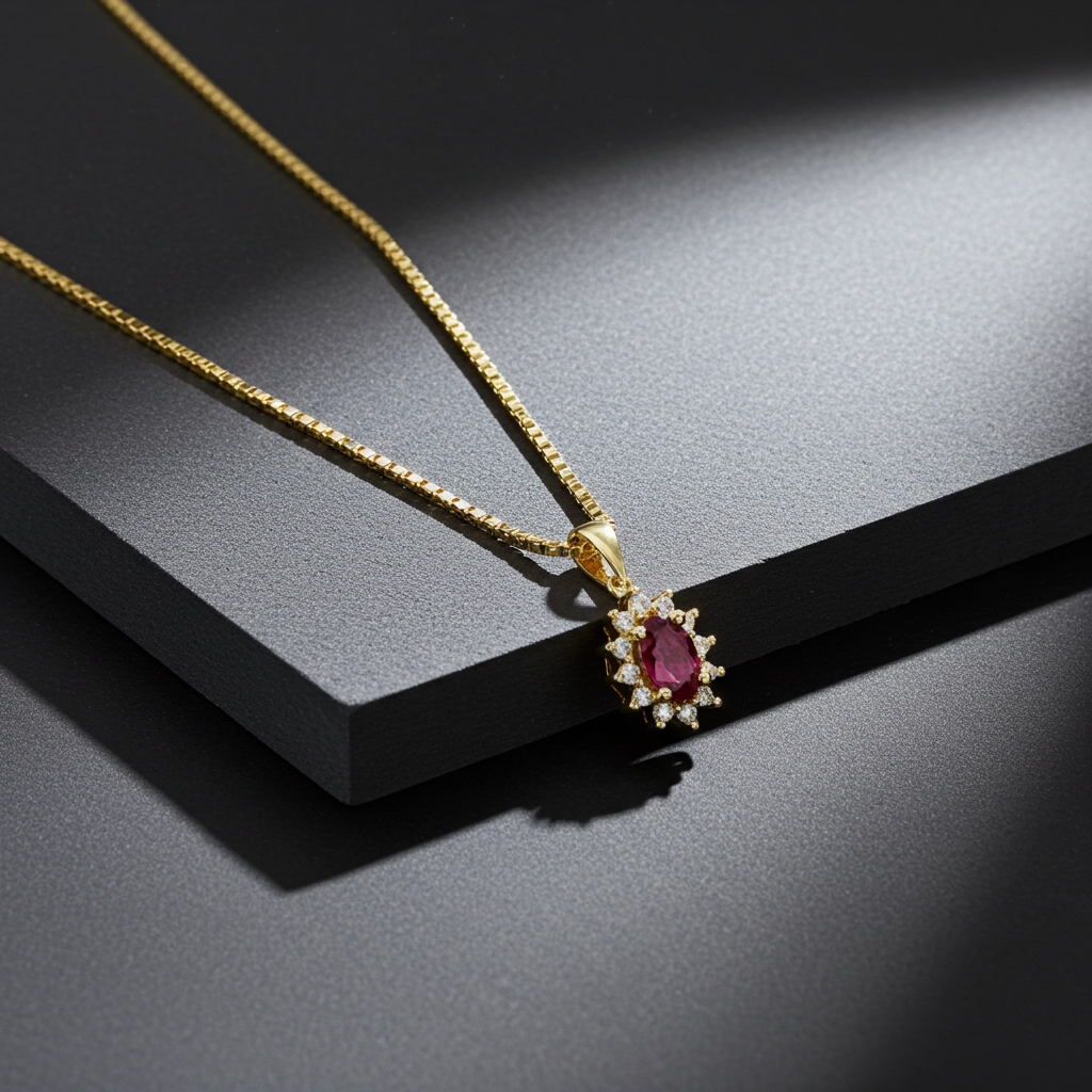 14 Karat Rubin Roset Vedhæng