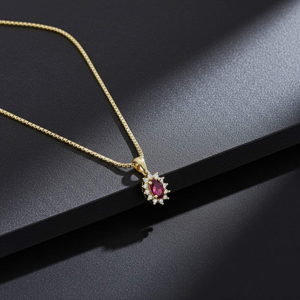 14 Karat Rubin Roset Vedhæng