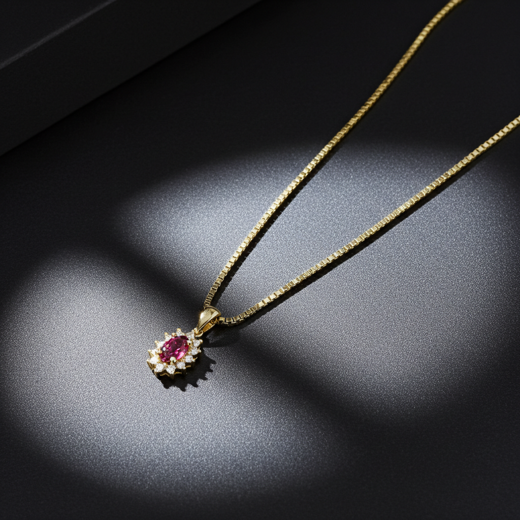 14 Karat Rubin Roset Vedhæng