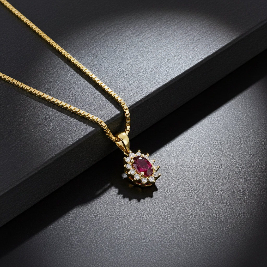 14 Karat Rubin Roset Vedhæng