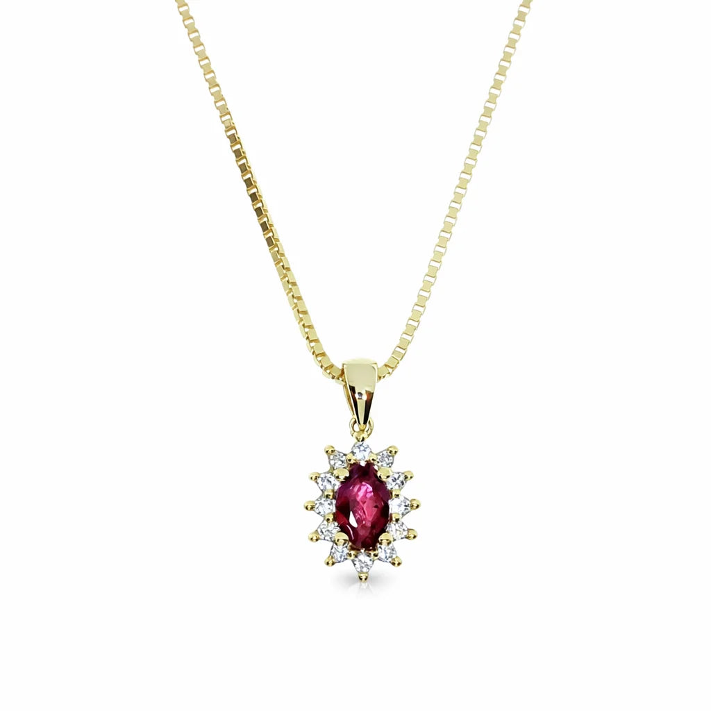 14 Karat Rubin Roset Vedhæng