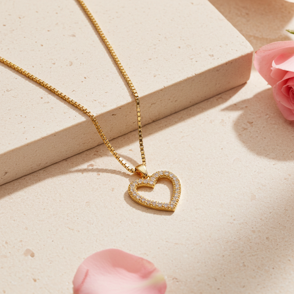 14 Karat Brillant Hjerte Vedhæng