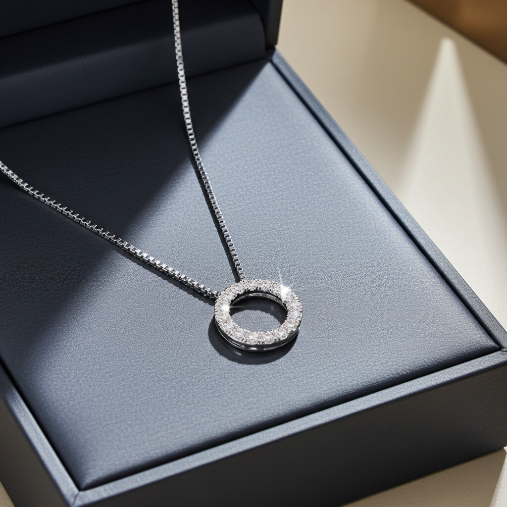 14 Karat Hvidgulds Brillant Cirkel Vedhæng 0,49 ct.