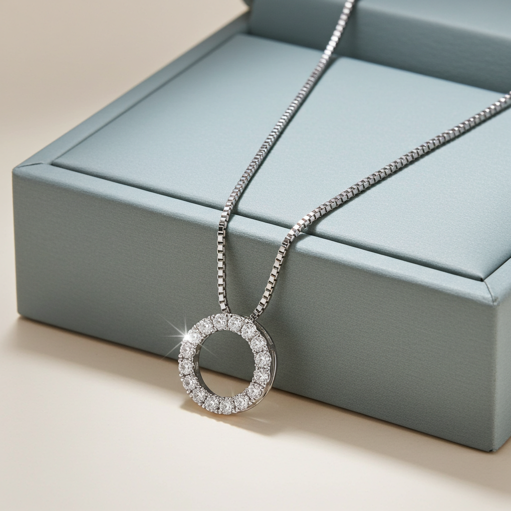 14 Karat Hvidgulds Brillant Cirkel Vedhæng 0,49 ct.