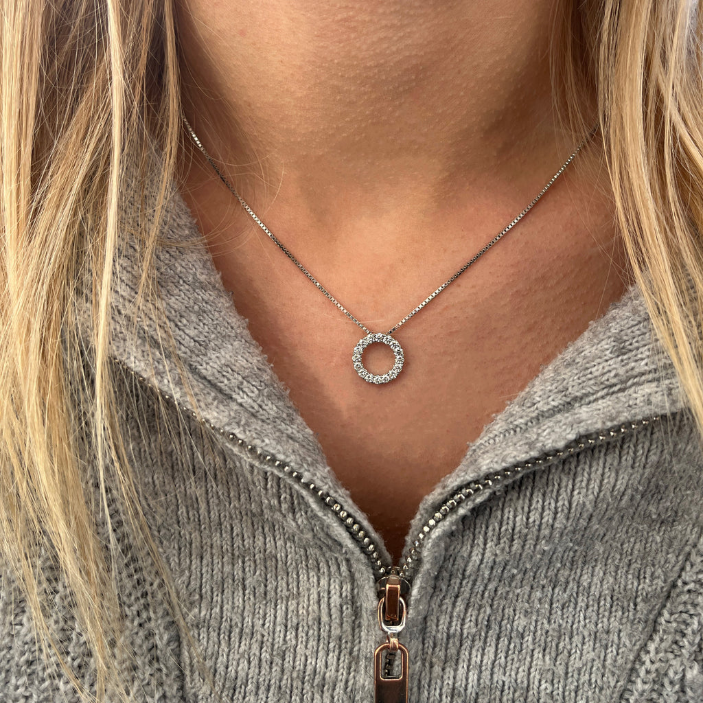 14 Karat Hvidgulds Brillant Cirkel Vedhæng 0,49 ct.