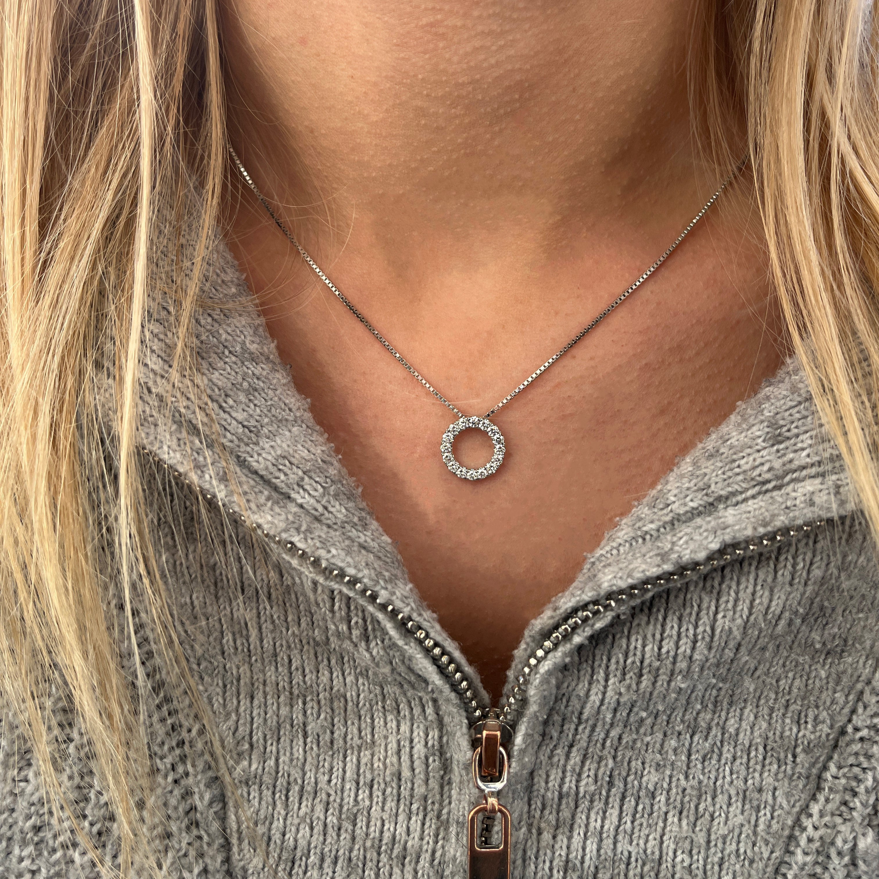 14 Karat Hvidgulds Brillant Cirkel Vedhæng 0,49 ct.