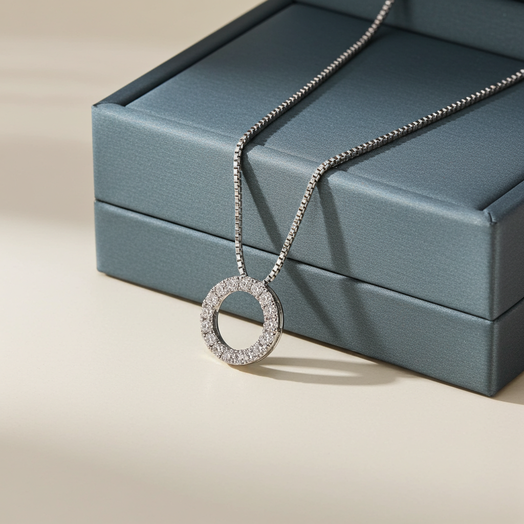 14 Karat Hvidgulds Brillant Cirkel Vedhæng 0,49 ct.