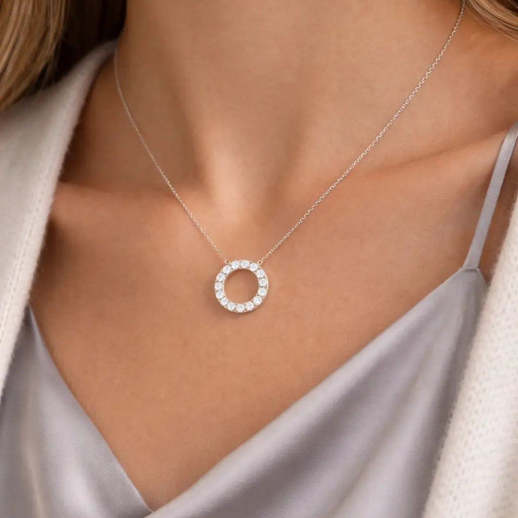 14 Karat Hvidgulds Brillant Cirkel Vedhæng 0,49 ct.