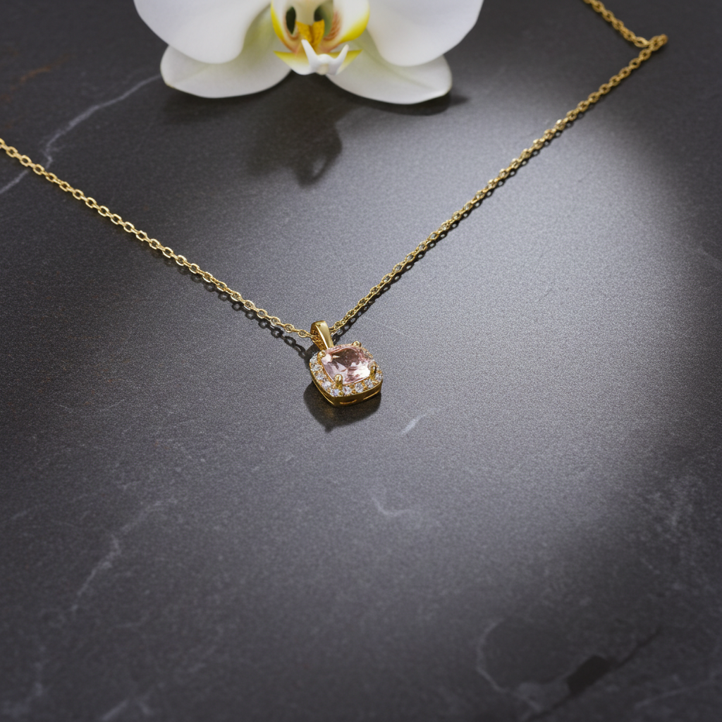 14 Karat Rosakvarts Roset Vedhæng