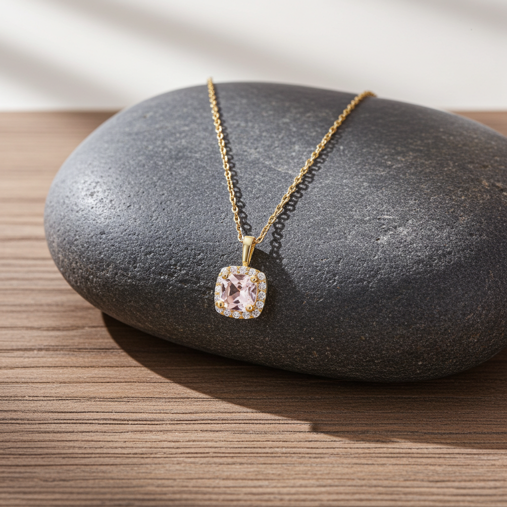 14 Karat Rosakvarts Roset Vedhæng