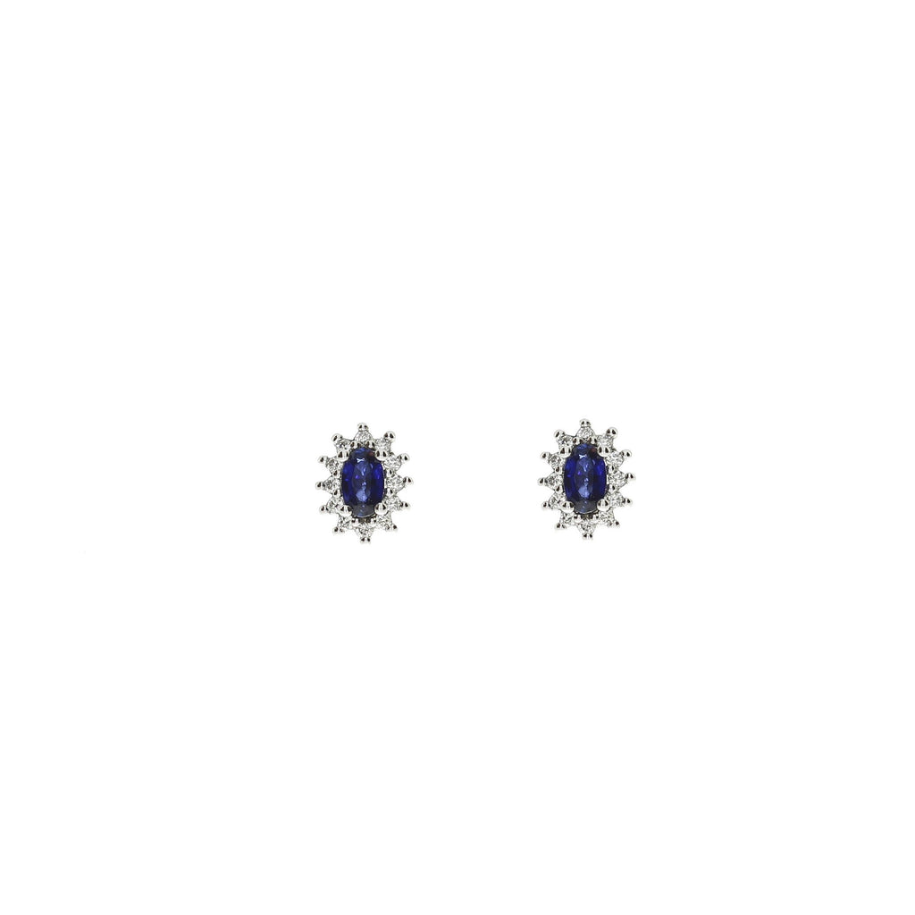 14 Karat Hvidgulds Safir Øreringe