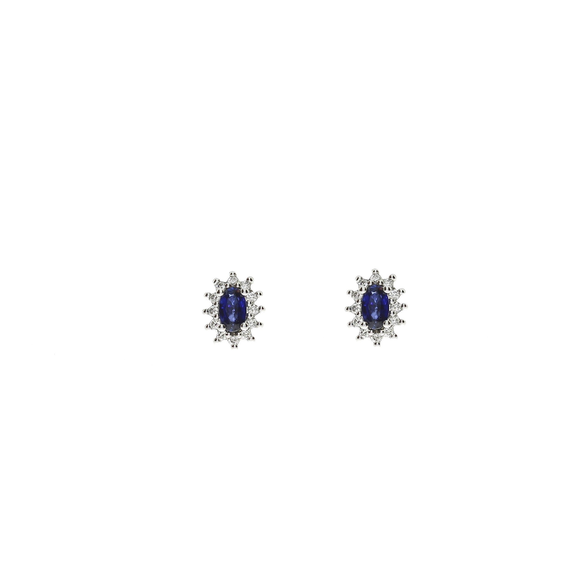 14 Karat Hvidgulds Safir Øreringe