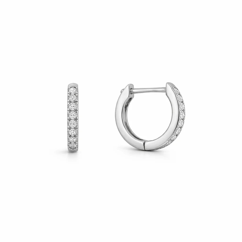 14 Karat Hvidgulds Brillant Creoler