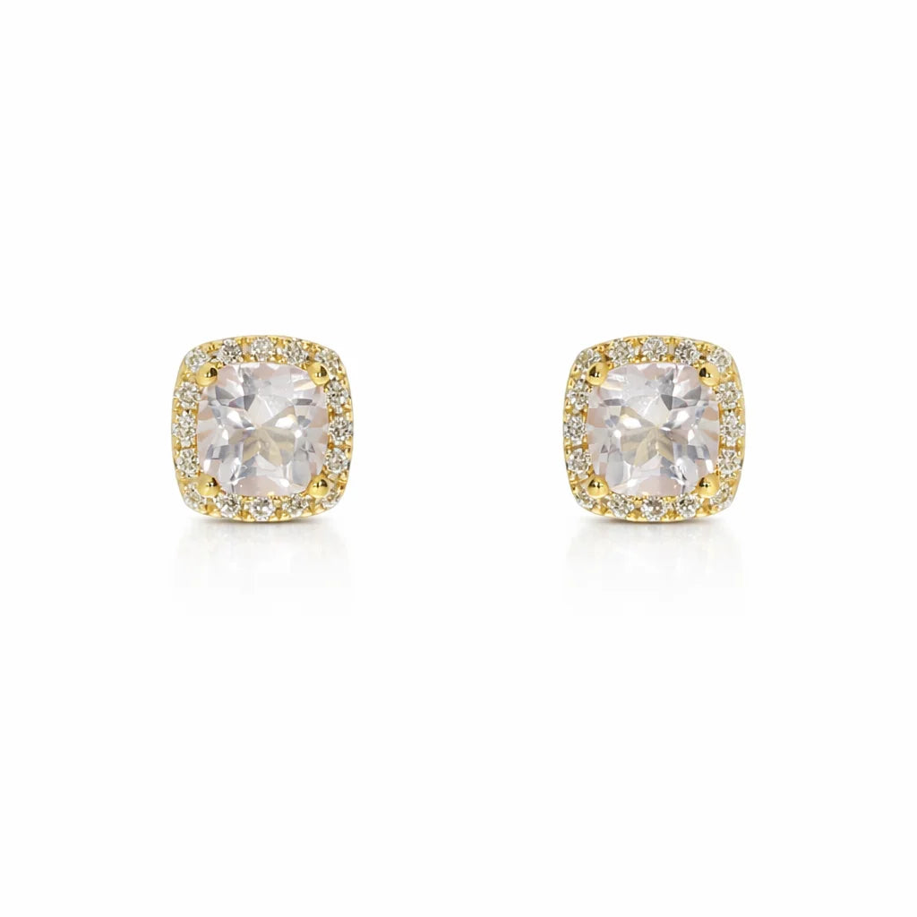 14 Karat Rosakvarts Ørestikker