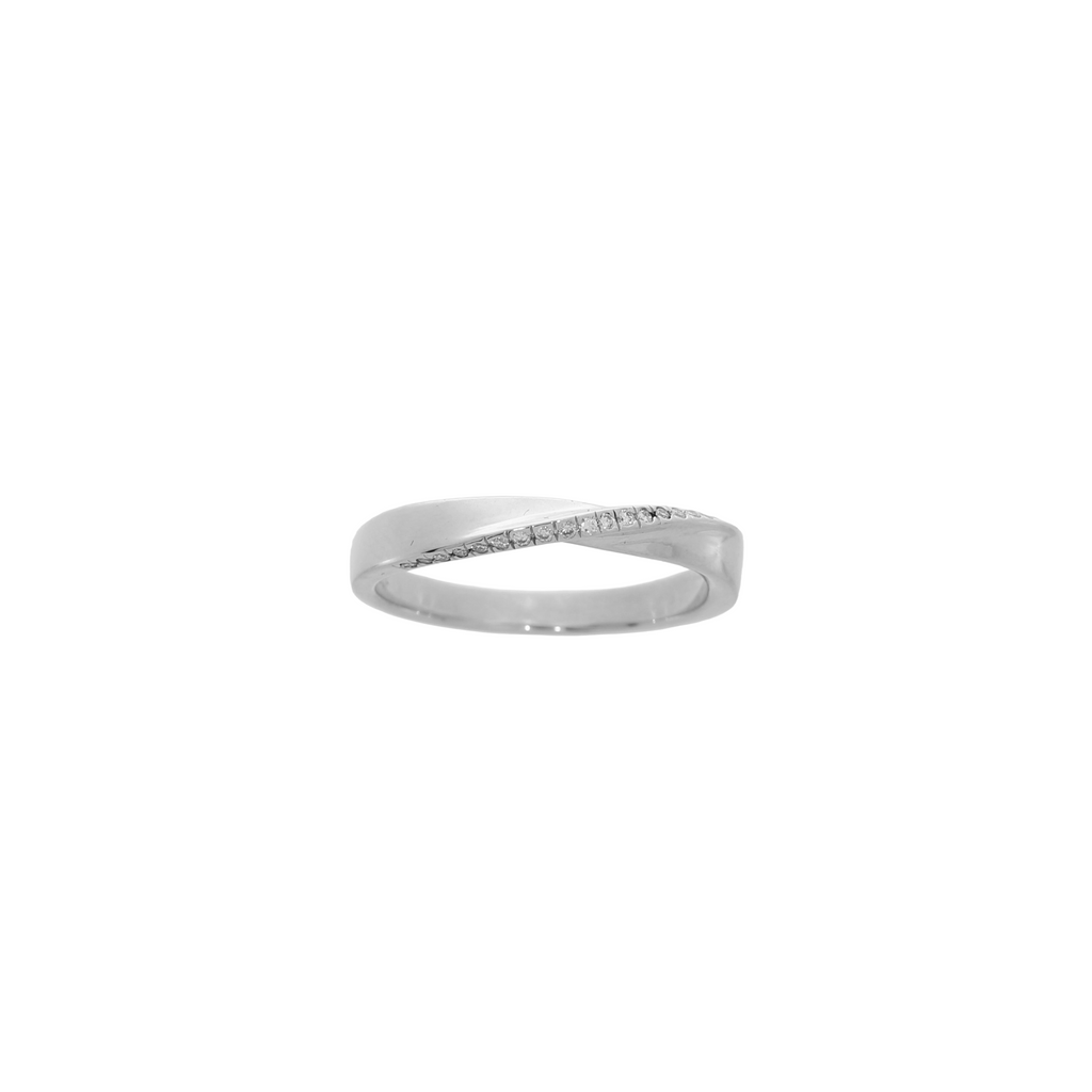 14 Karat Hvidguld Kryds Brillant Ring