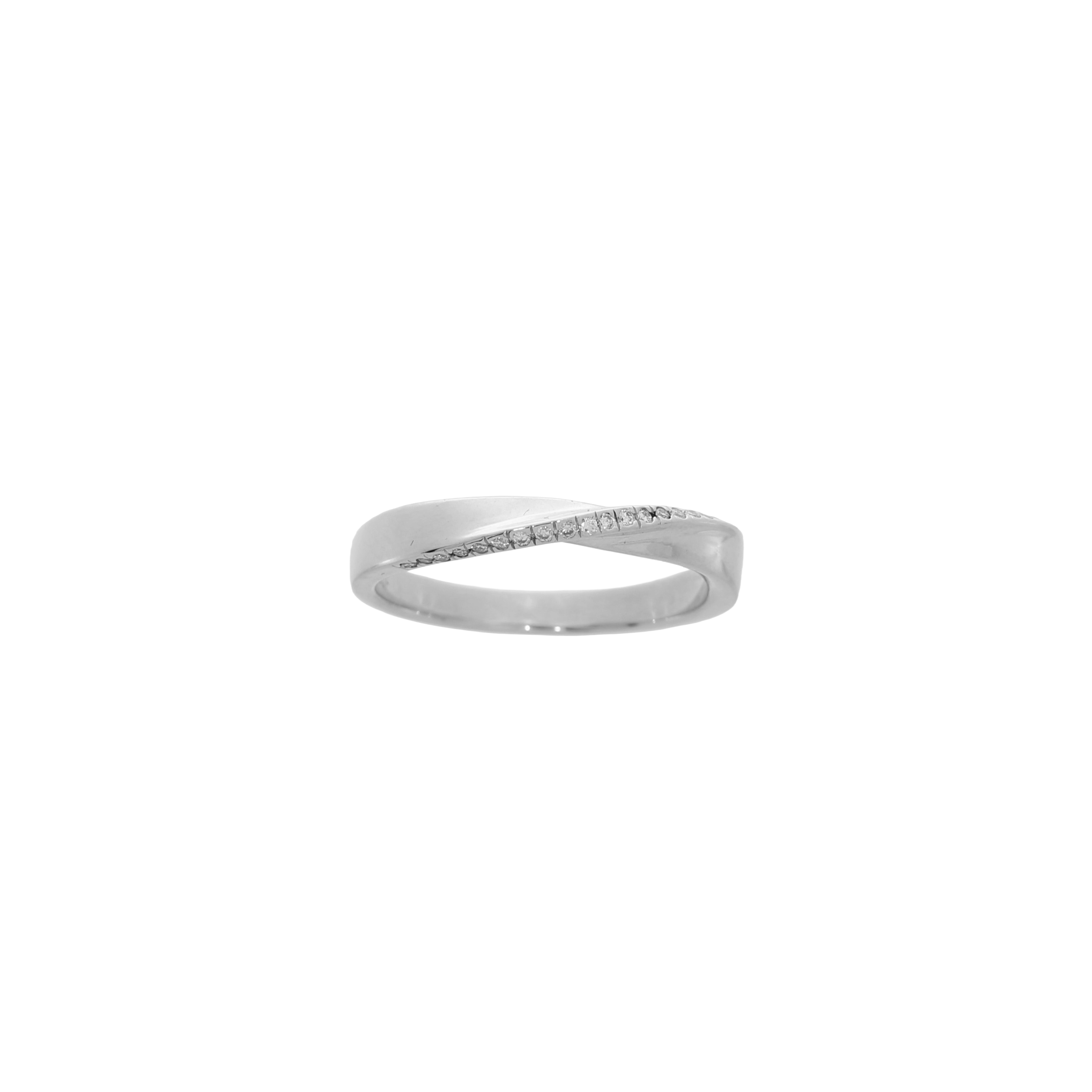 14 Karat Hvidguld Kryds Brillant Ring