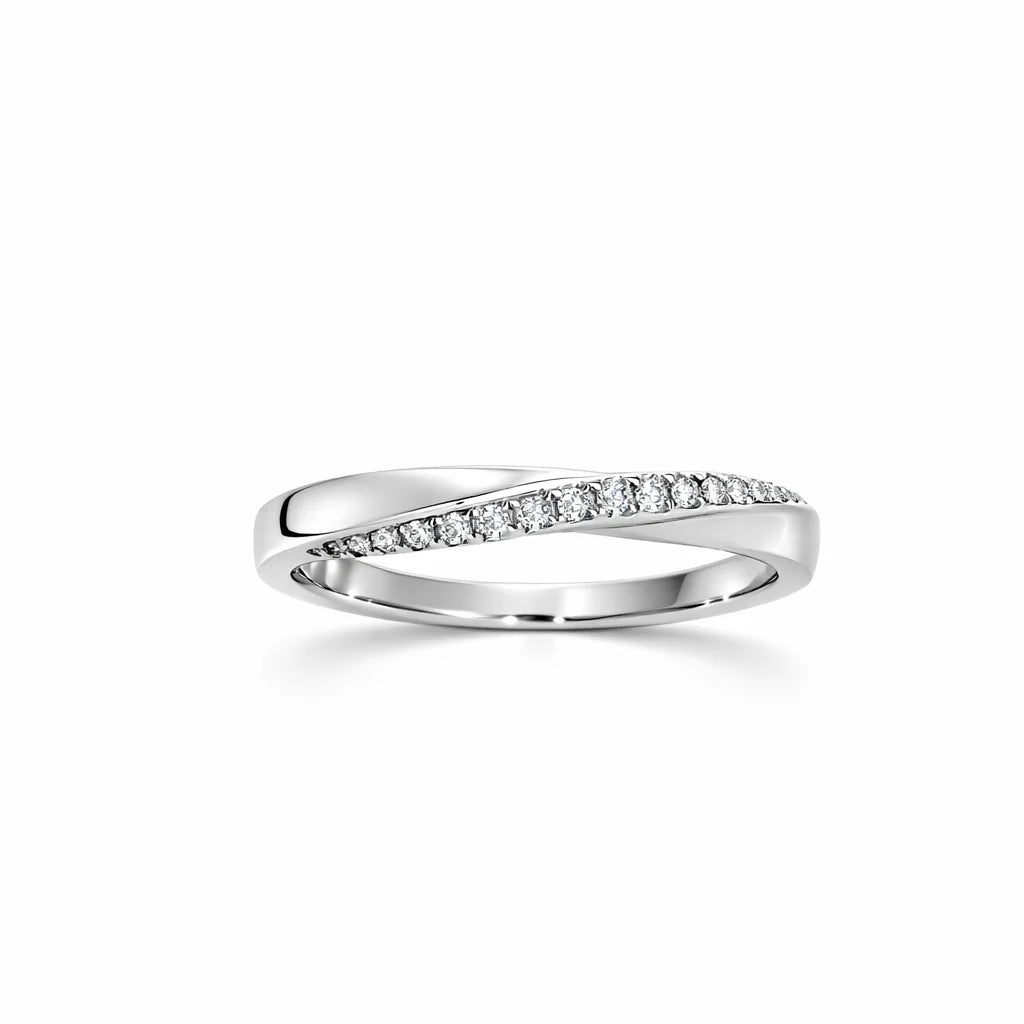14 Karat Hvidguld Kryds Brillant Ring