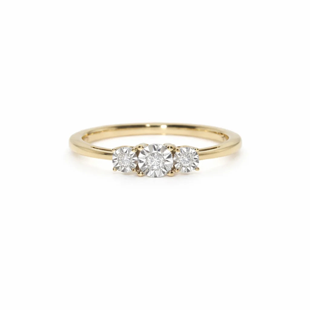 14 Karat Tre-stens Ring