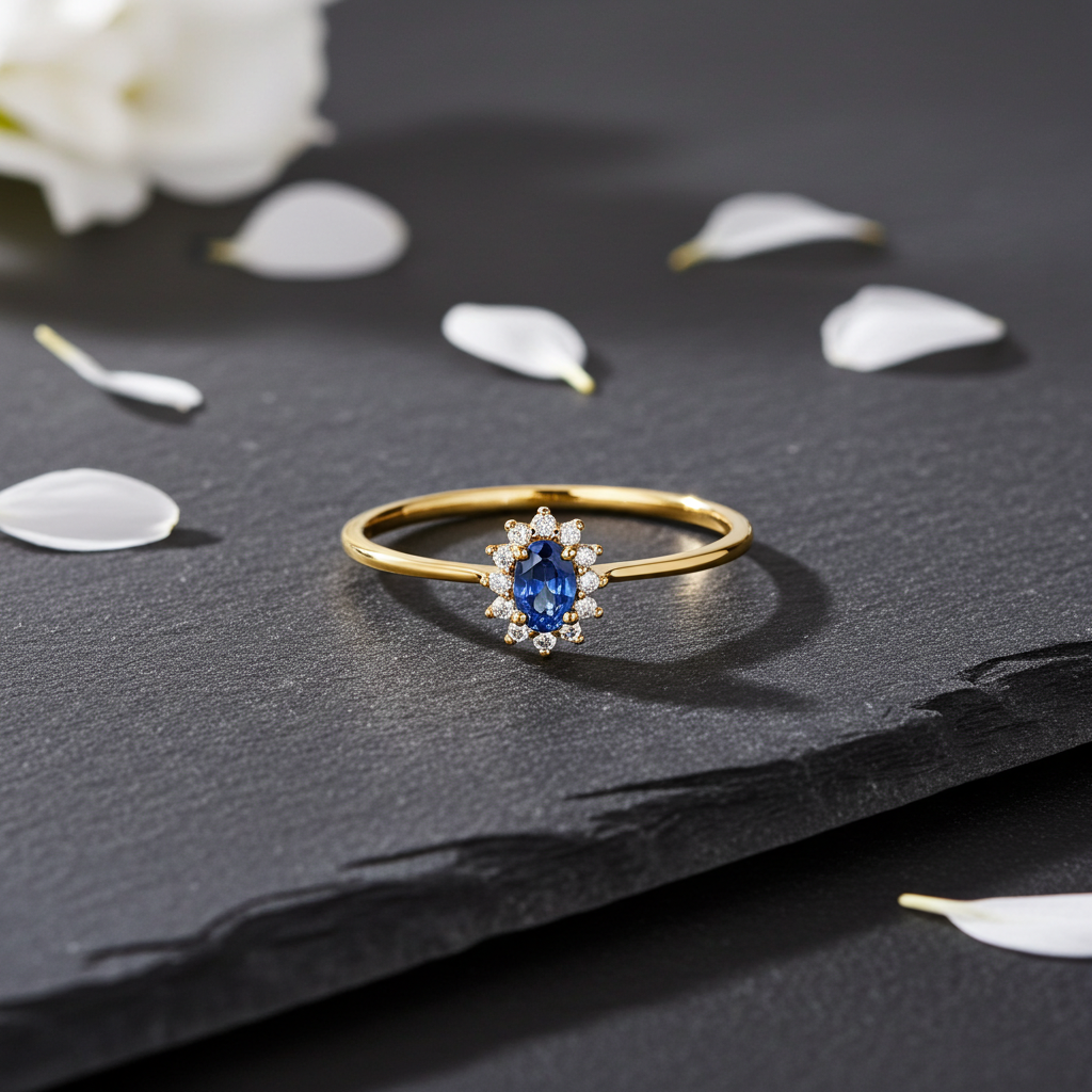 14 Karat Safir Roset Ring