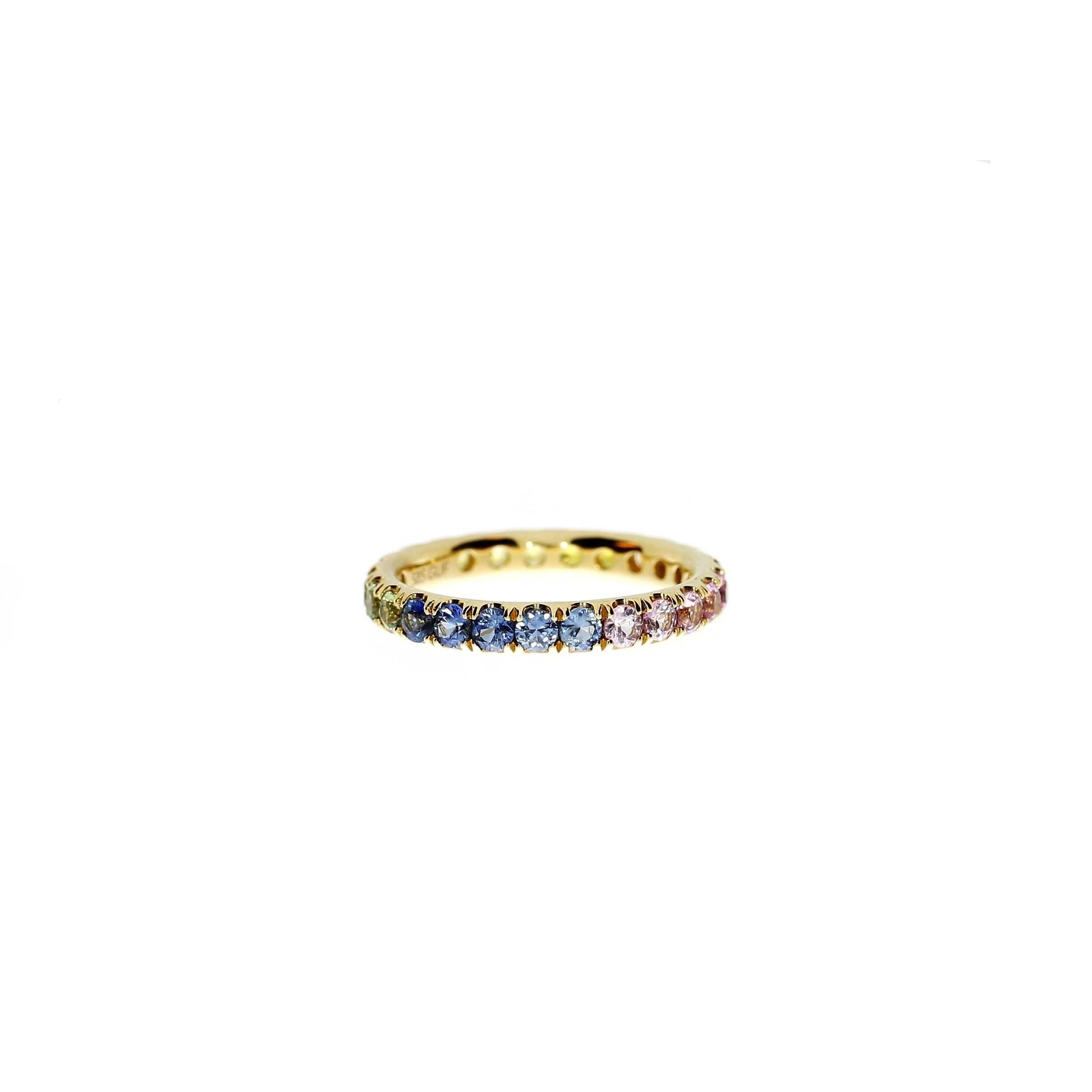 14 Karat Regnbue Safir Ring