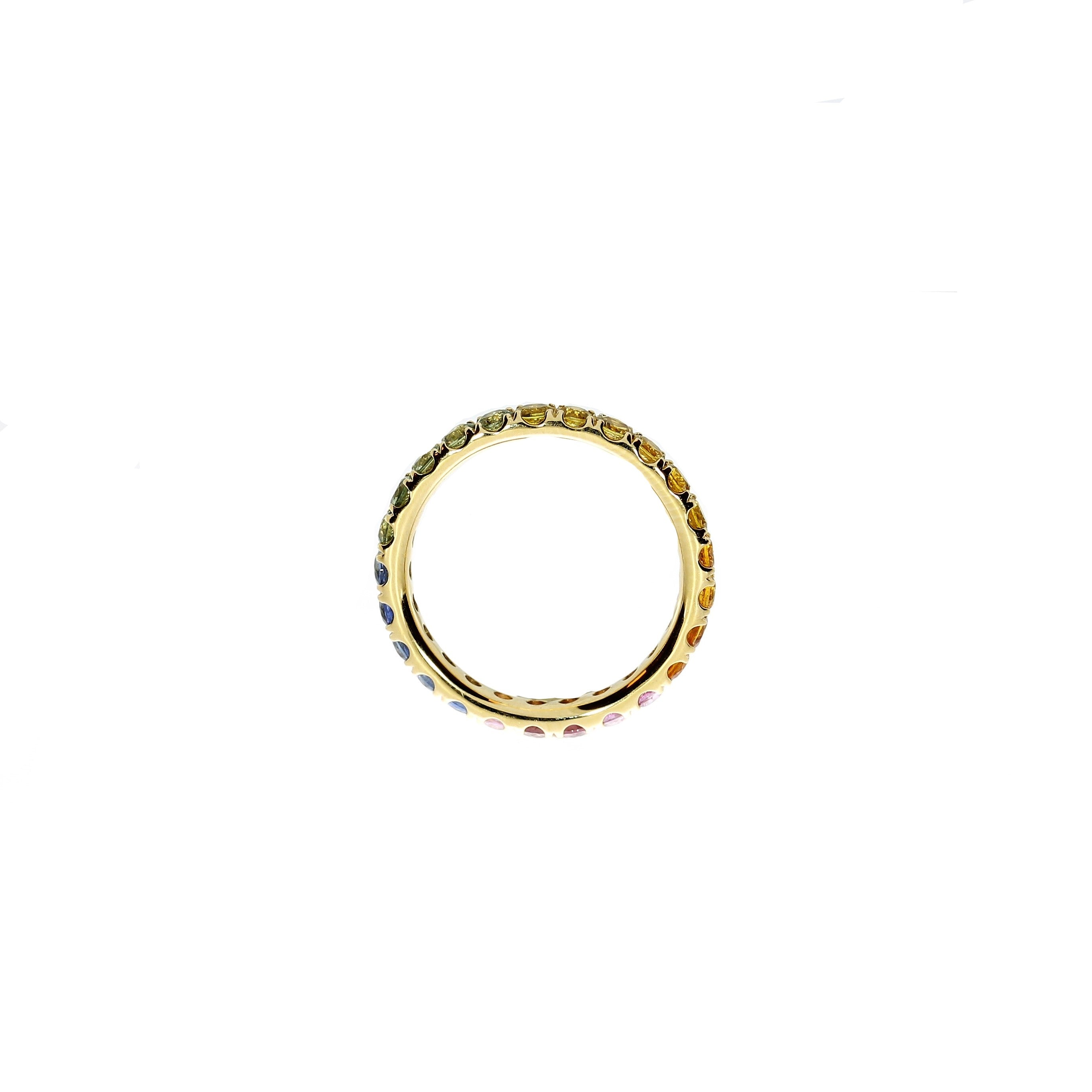 14 Karat Regnbue Safir Ring