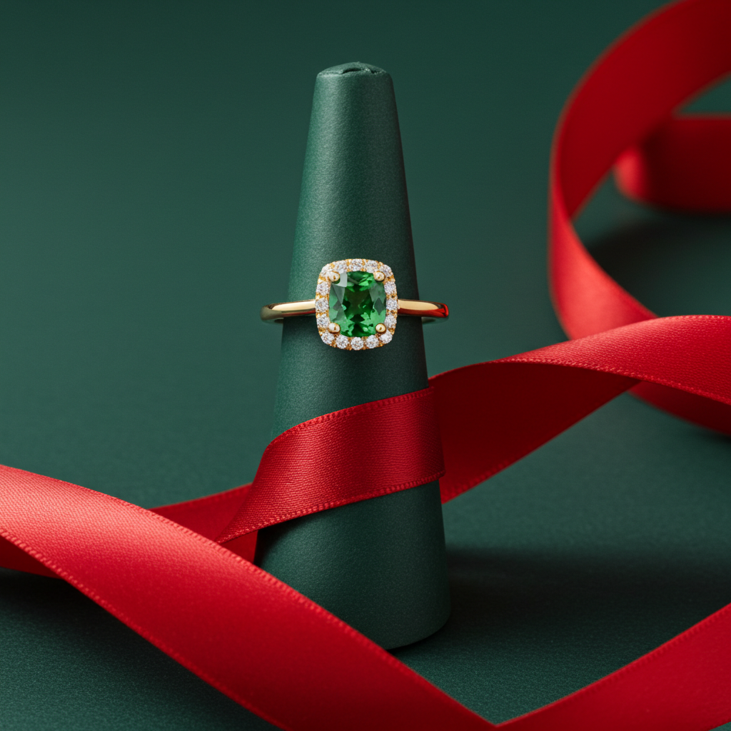 14 Karat Tsavorit Roset Ring