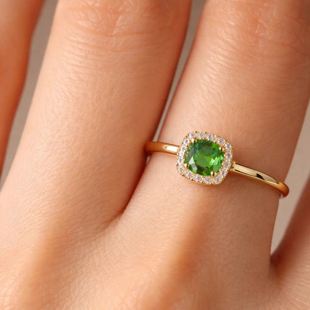 14 Karat Tsavorit Roset Ring
