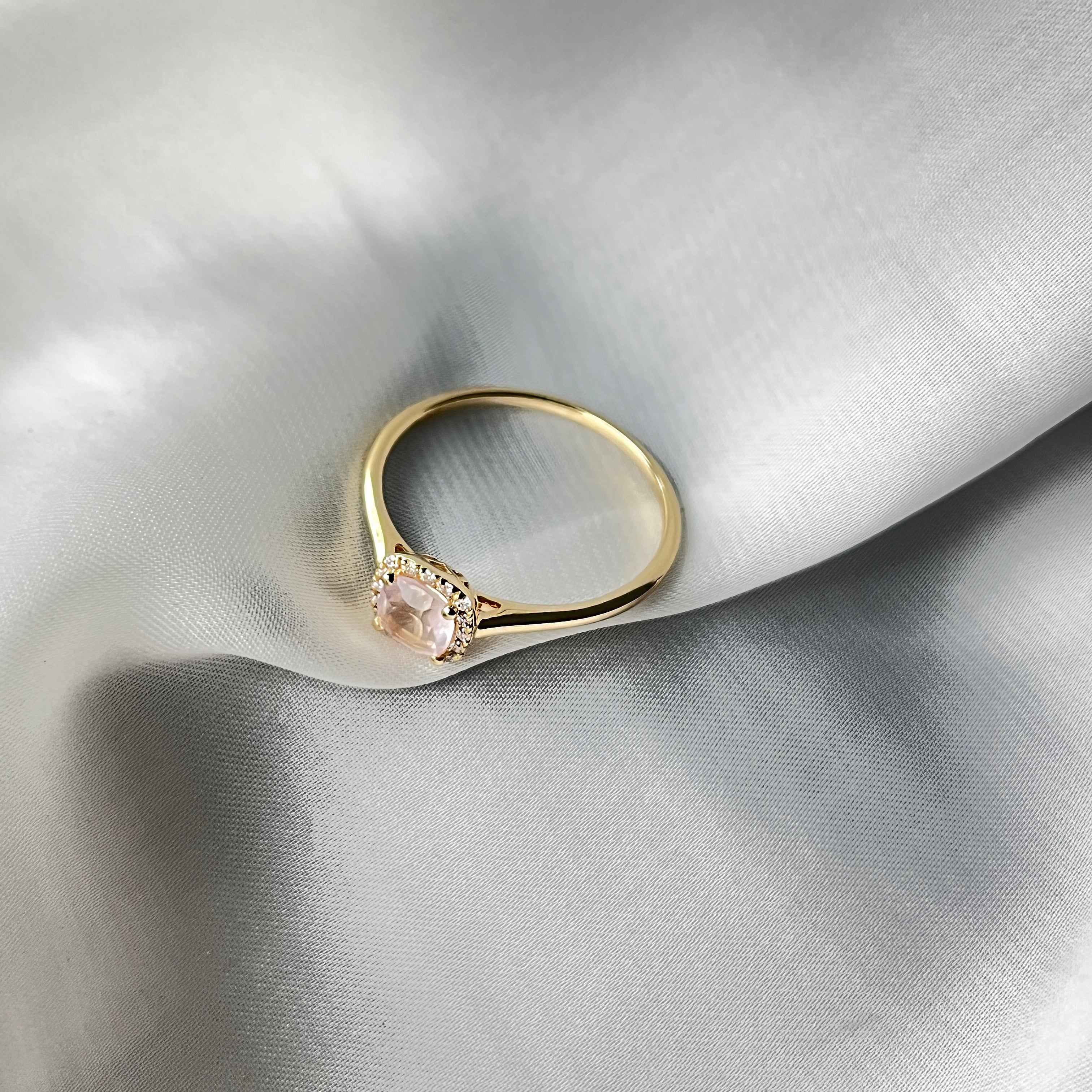 14 Karat Rosakvarts Roset Ring