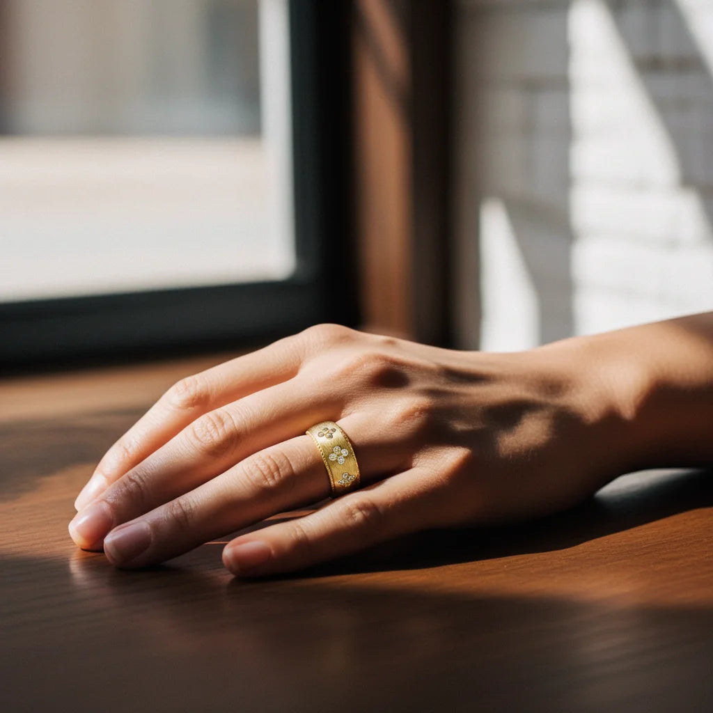 14 Karat Chunky Mat Brillant Ring