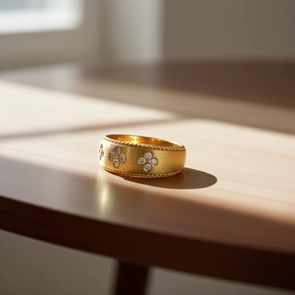 14 Karat Chunky Mat Brillant Ring