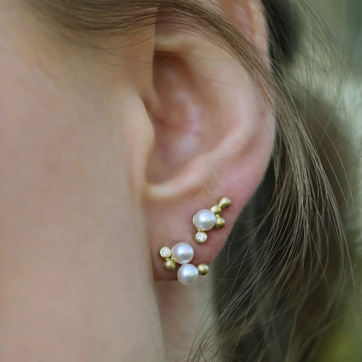 Orbit Dot perleørering M - 18kt Rødguld