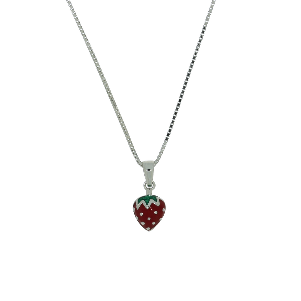 Sølv Jordbær Halskæde