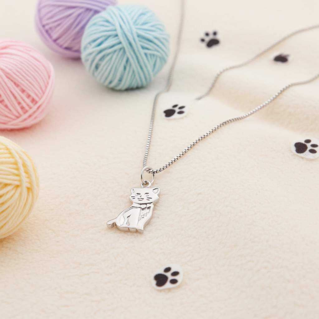 Sølv Kat Halskæde