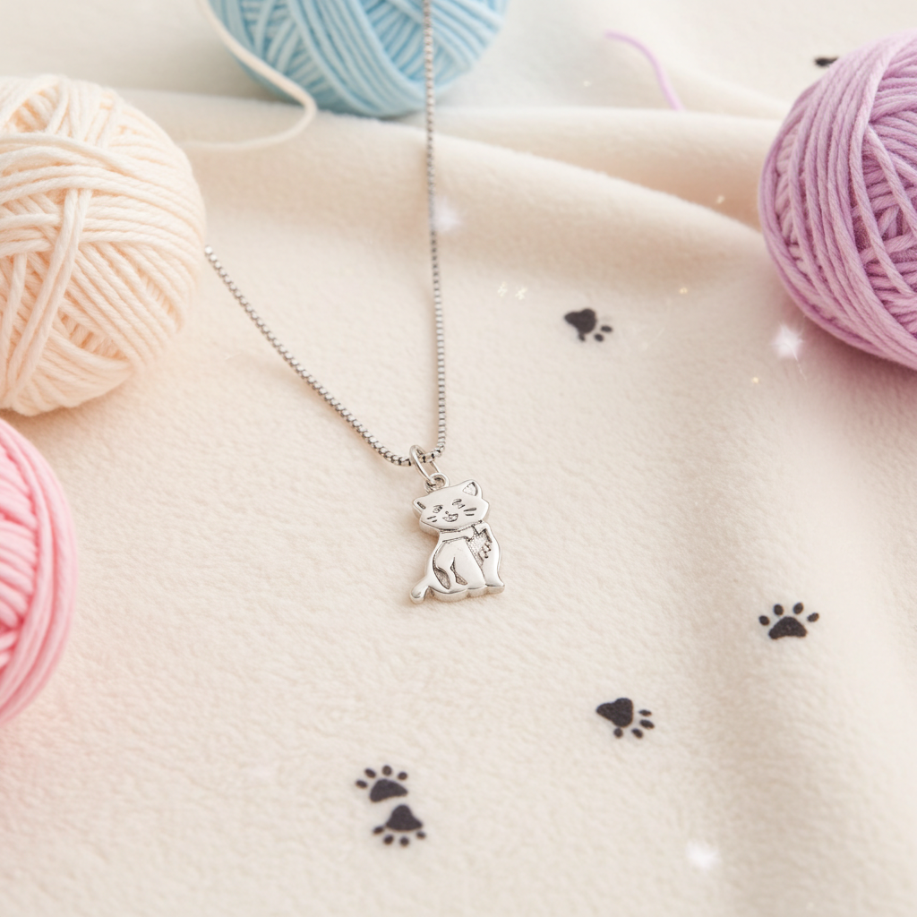 Sølv Kat Halskæde