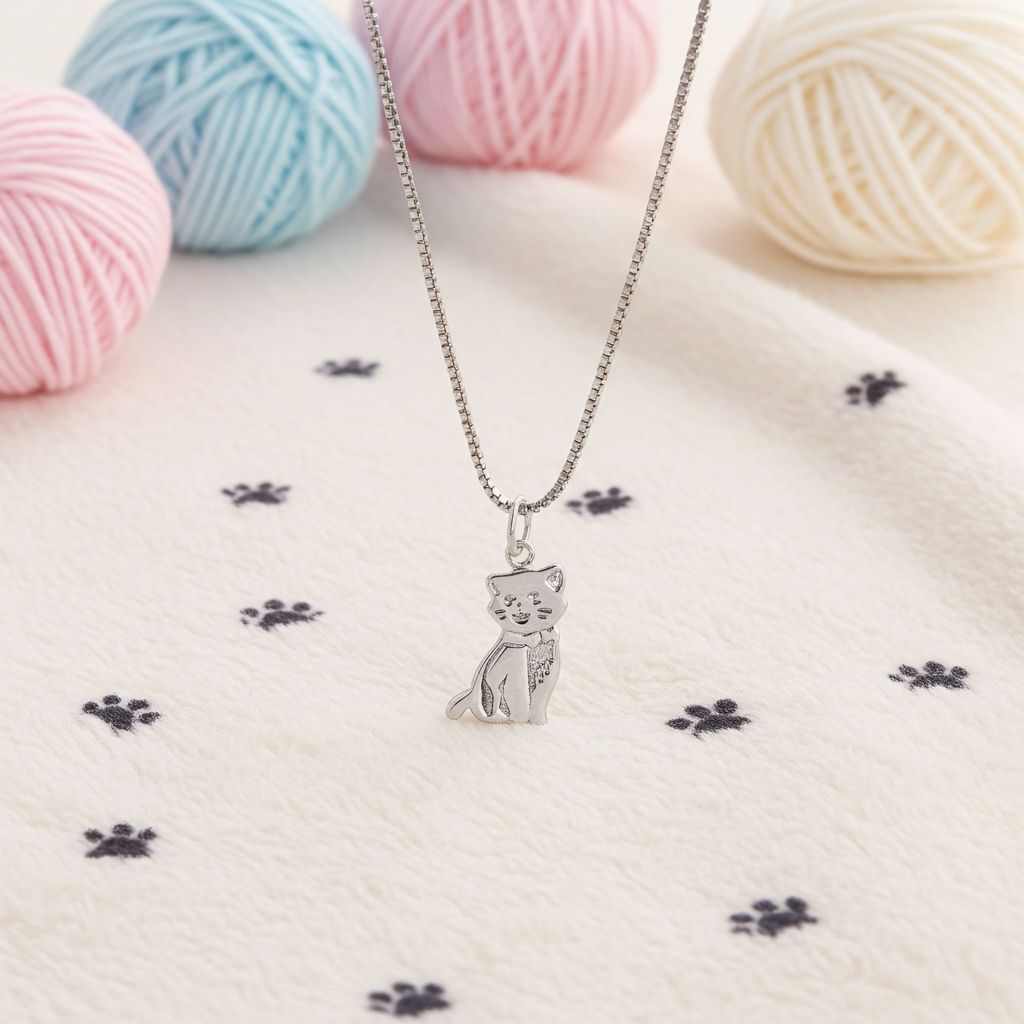 Sølv Kat Halskæde