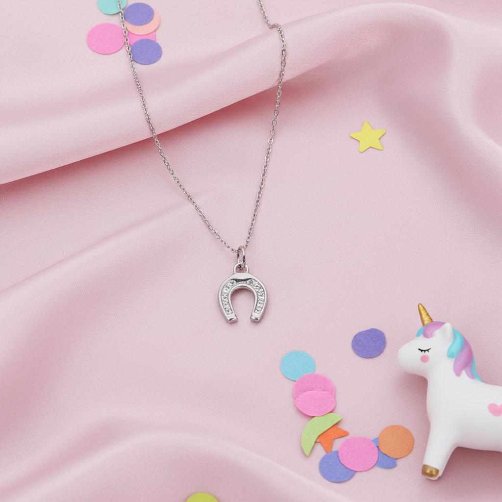 Sølv Hestesko Halskæde