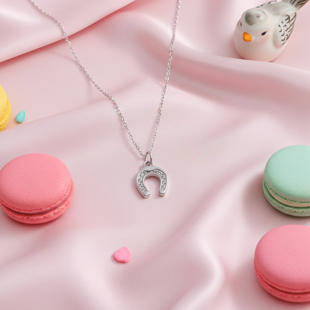 Sølv Hestesko Halskæde