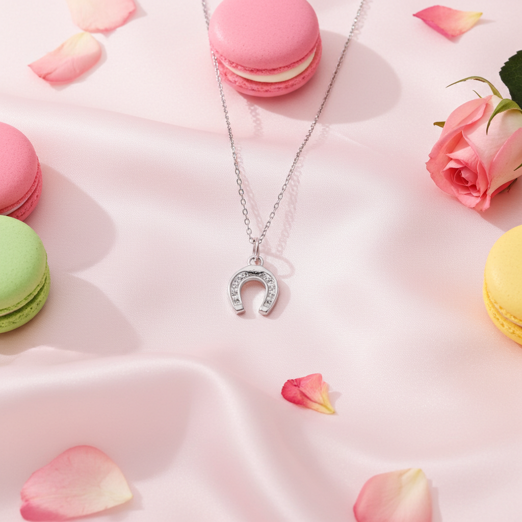 Sølv Hestesko Halskæde