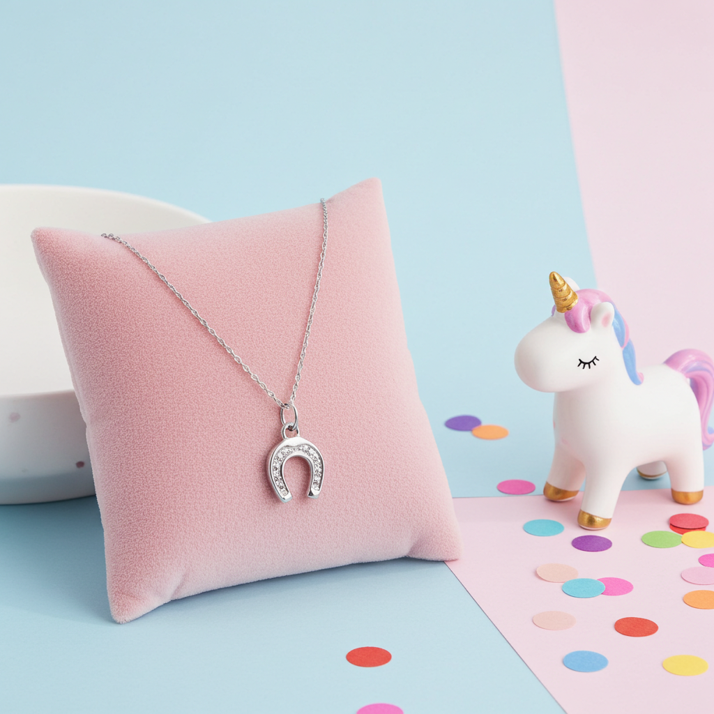 Sølv Hestesko Halskæde