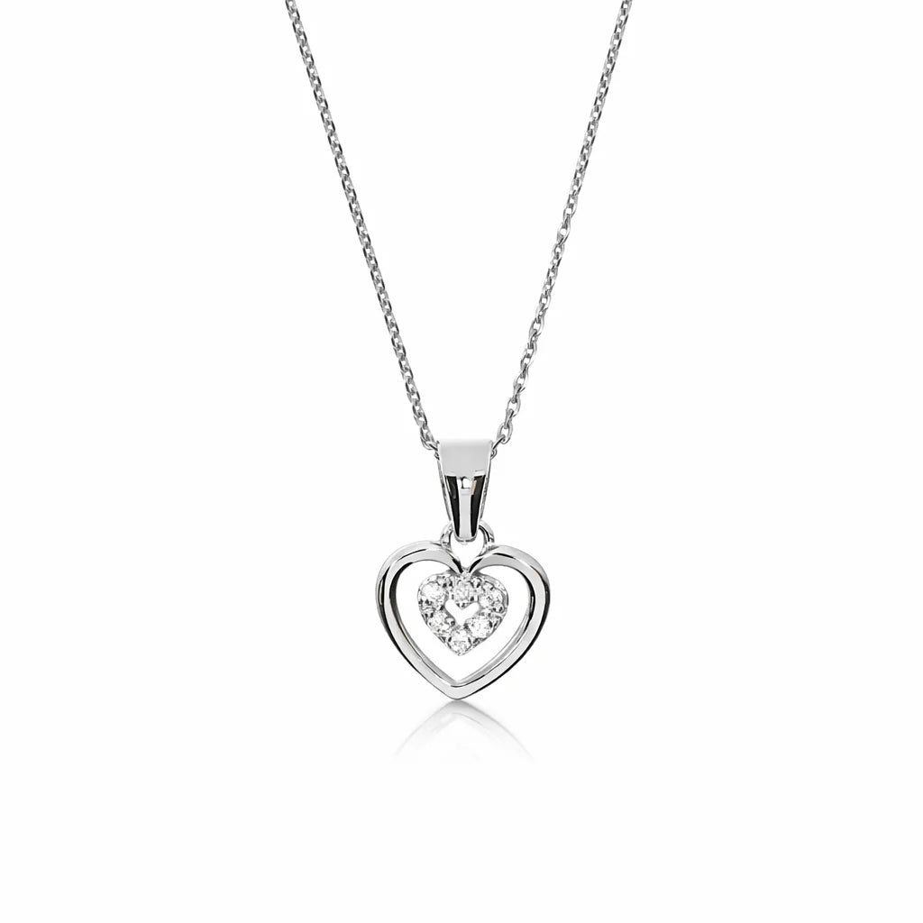 Sølv Funklende Dobbelt Hjerte Halskæde