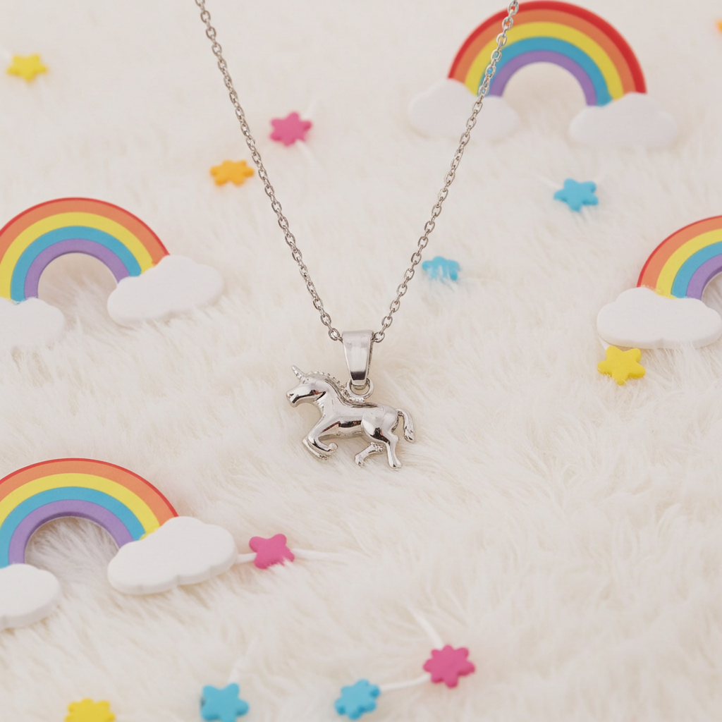 Sølv Galop Enhjørning Halskæde