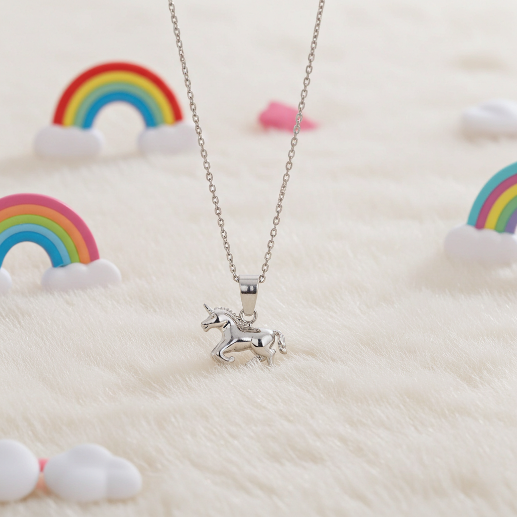 Sølv Galop Enhjørning Halskæde