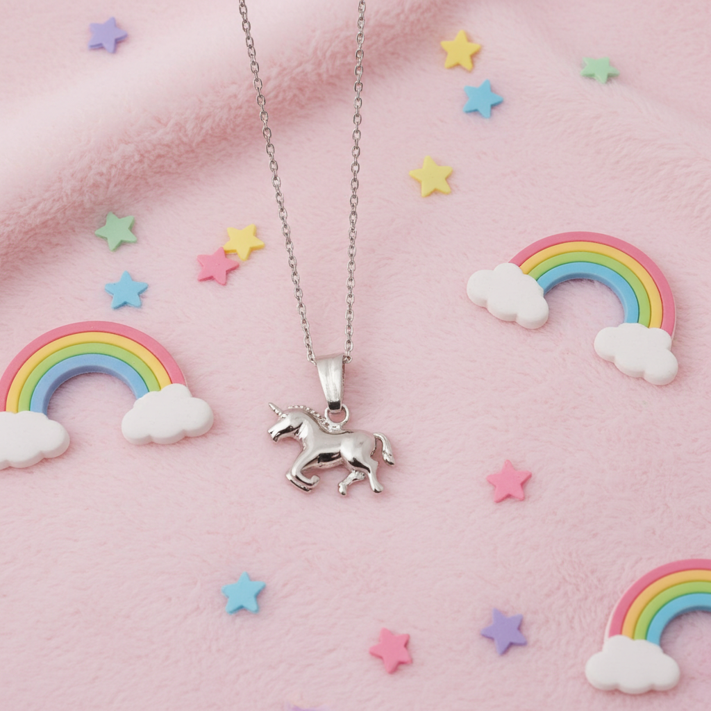 Sølv Galop Enhjørning Halskæde