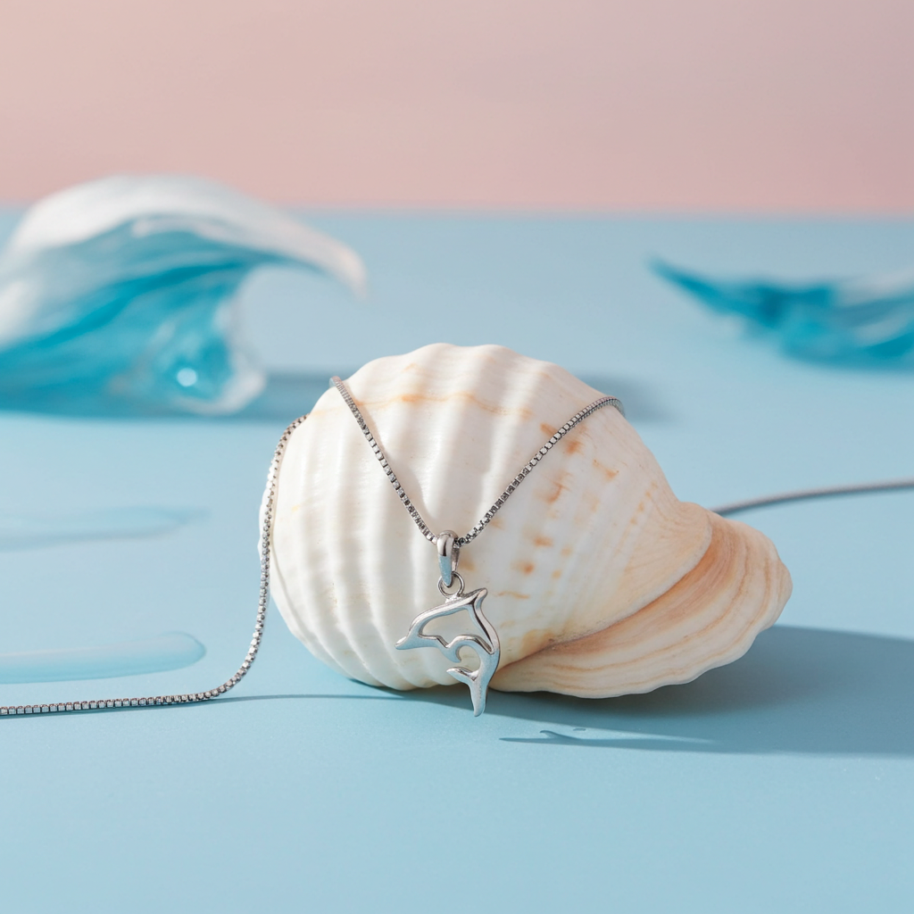 Sølv Delfin Halskæde