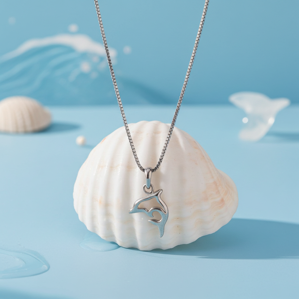 Sølv Delfin Halskæde