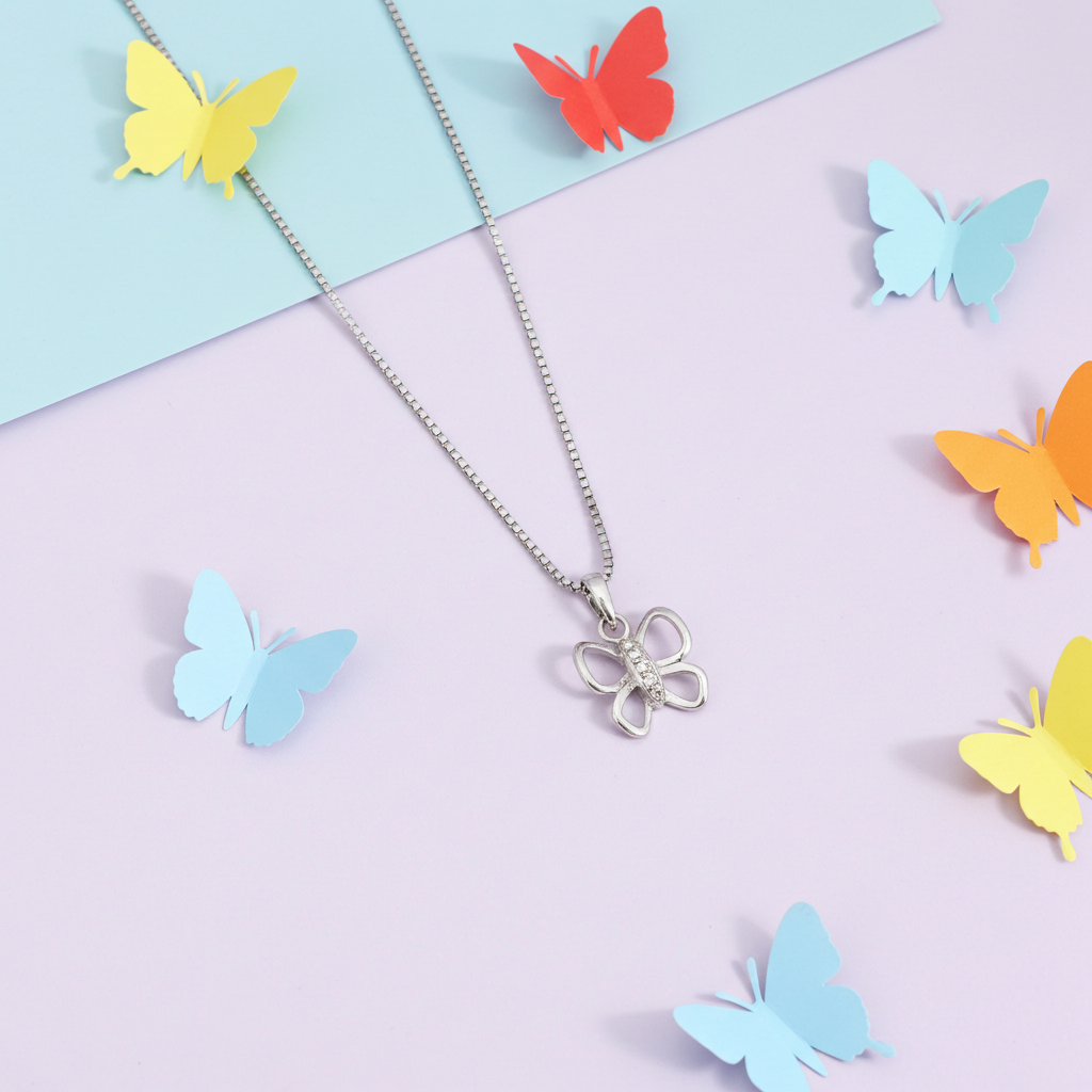 Sølv Sommerfugl Halskæde