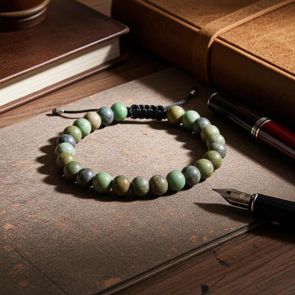 Flettet Armbånd med Afrikansk Turkis 6mm