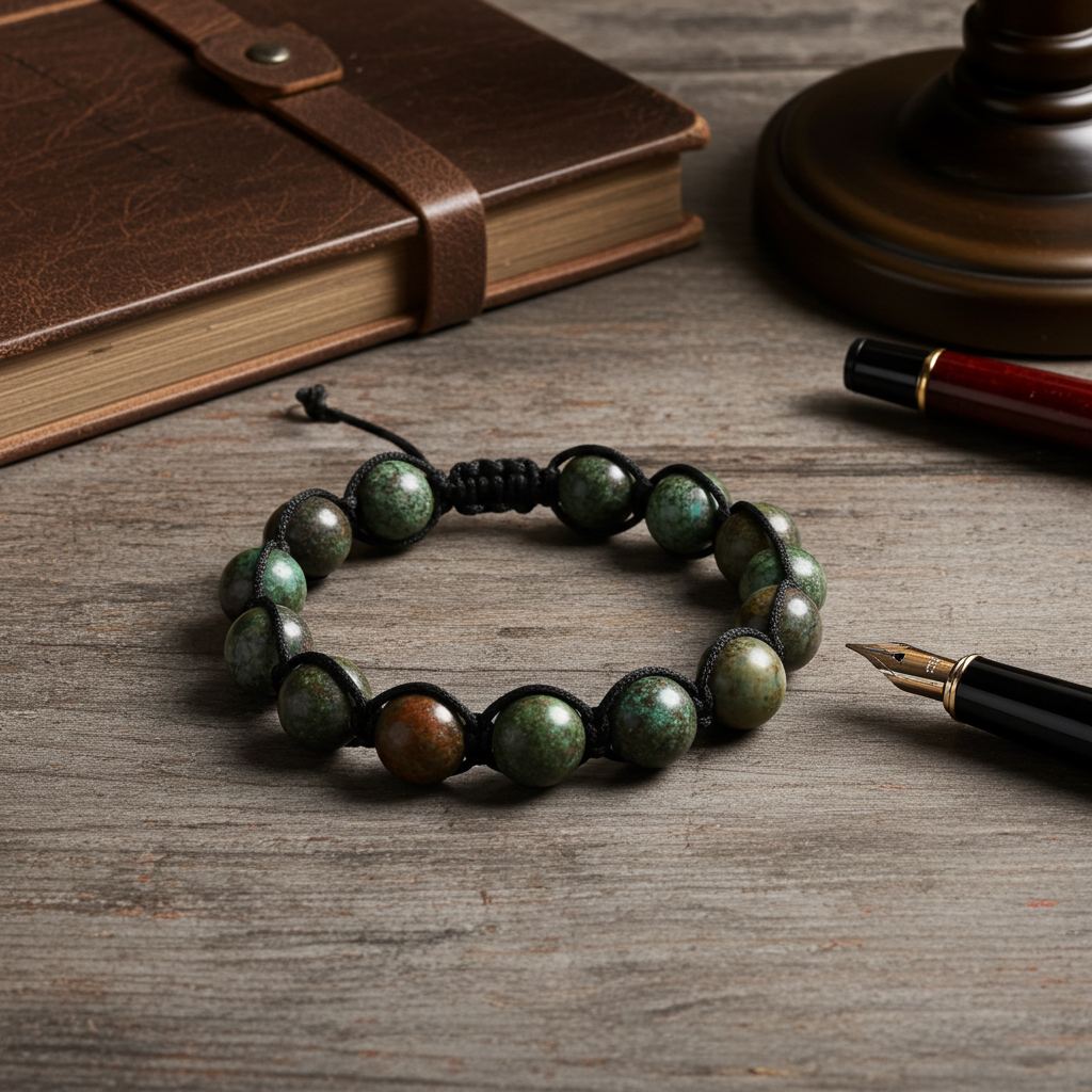 Flettet Armbånd med Afrikansk Turkis 10mm